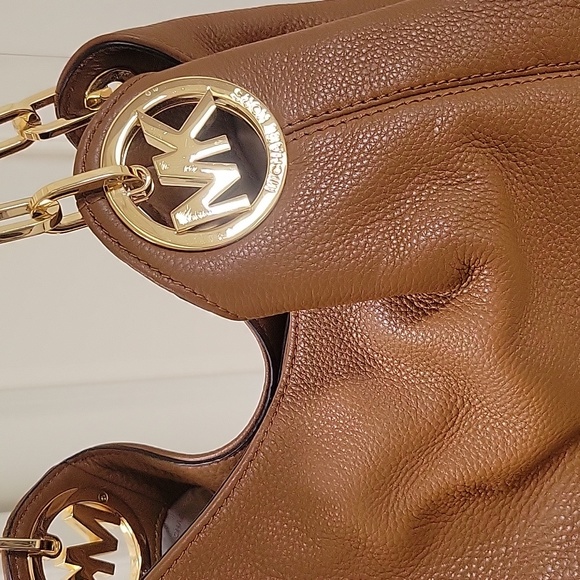 Michael Kors - Large Pebbled Leather Hobo Shoulder Bag in Luggage (Med Brown) - Picture 10 of 12